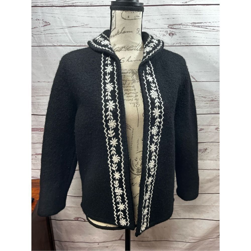 Carole Little small 100% wool black and white jacket